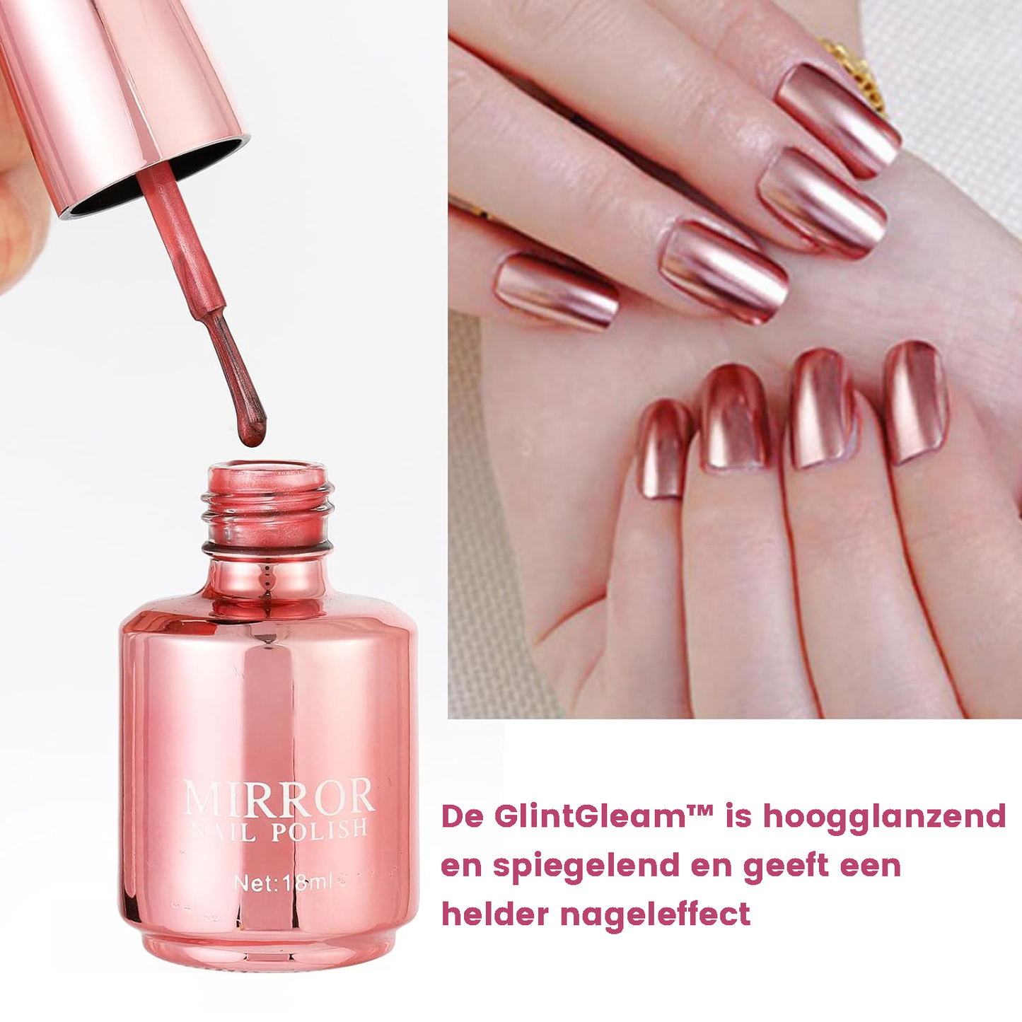 GlintGleam™ | Verbluffende Metallic Spiegel Nagellak