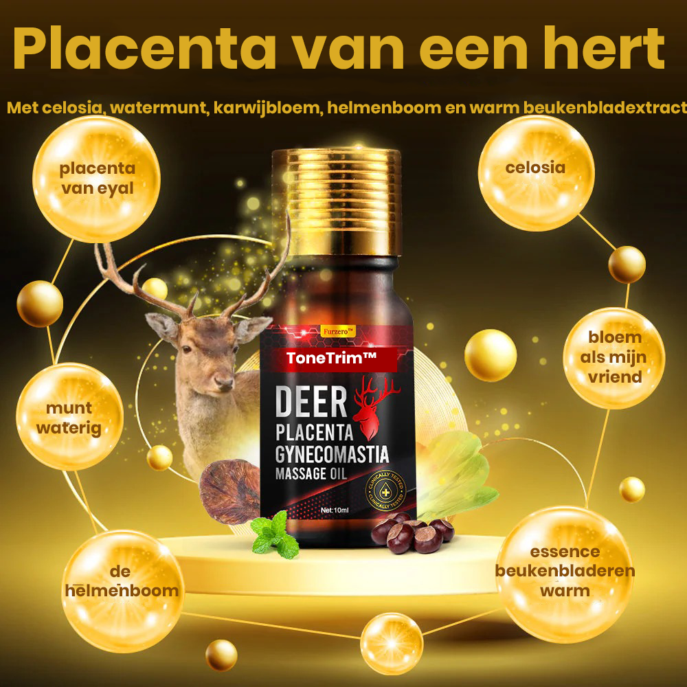 ToneTrim™ | Massageolie voor gynaecomastie met elandplacenta