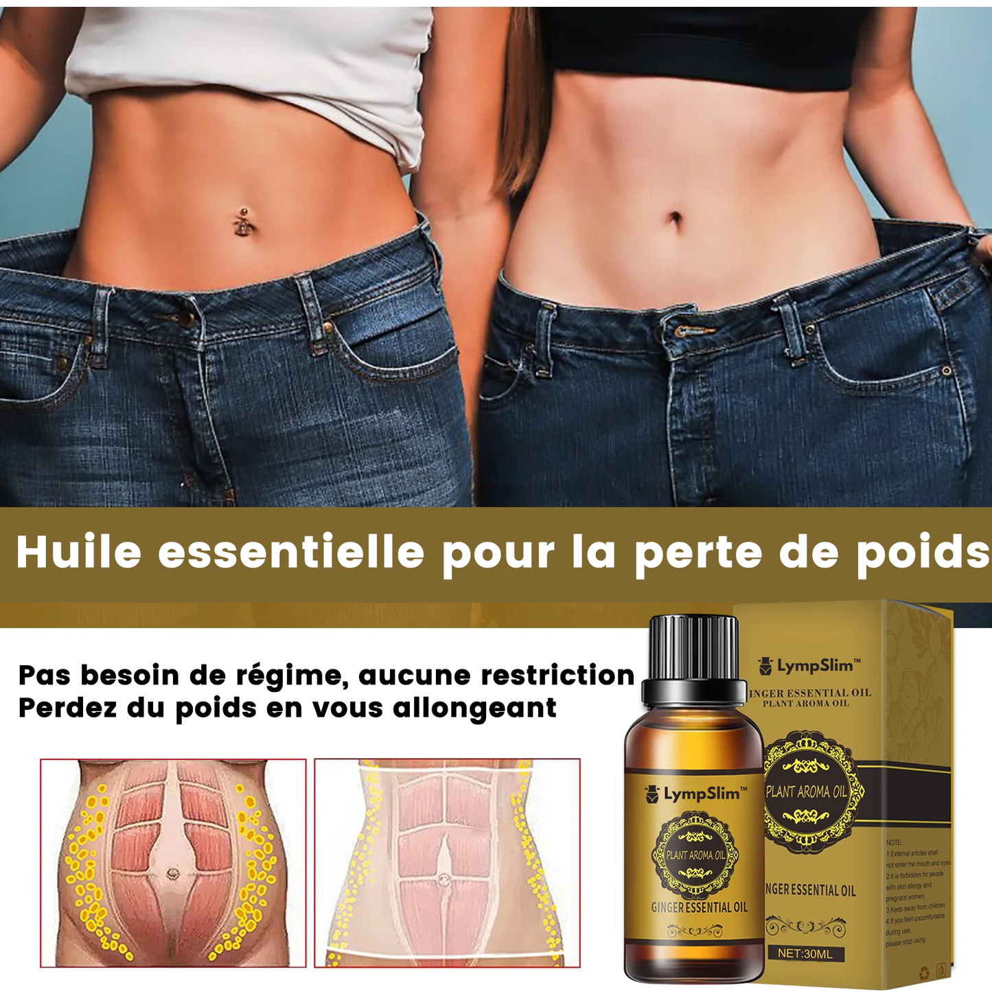 LympSlim™ | Huile de gingembre pour drainage lymphatique