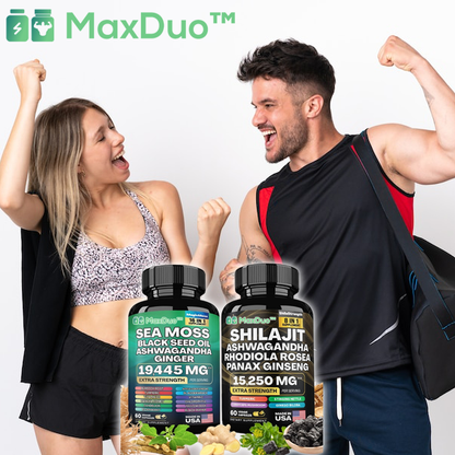 MaxDuo™ | Super Pack: Mix magico 16 in 1 di risorse marine + Mix 8 in 1 Shilajit 