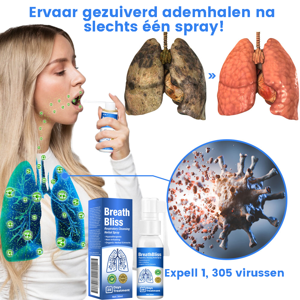 BreathBliss™ | Spray Detergente alle Erbe per le Vie Respiratorie 