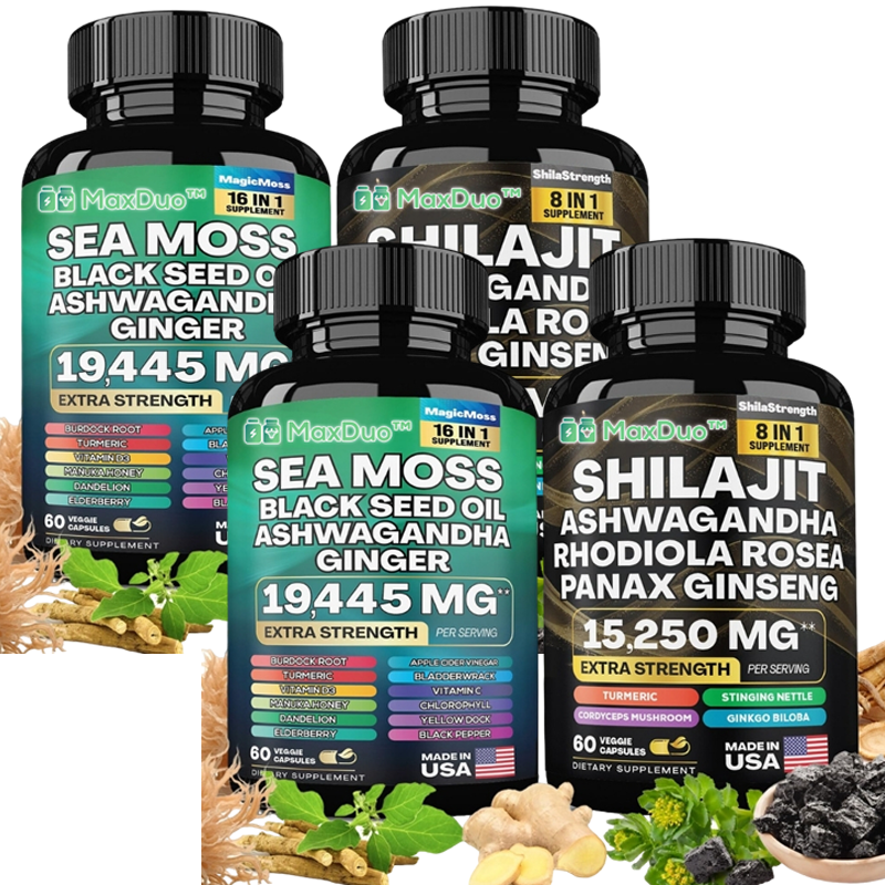 MaxDuo™ | Super Pack: Mix magico 16 in 1 di risorse marine + Mix 8 in 1 Shilajit 