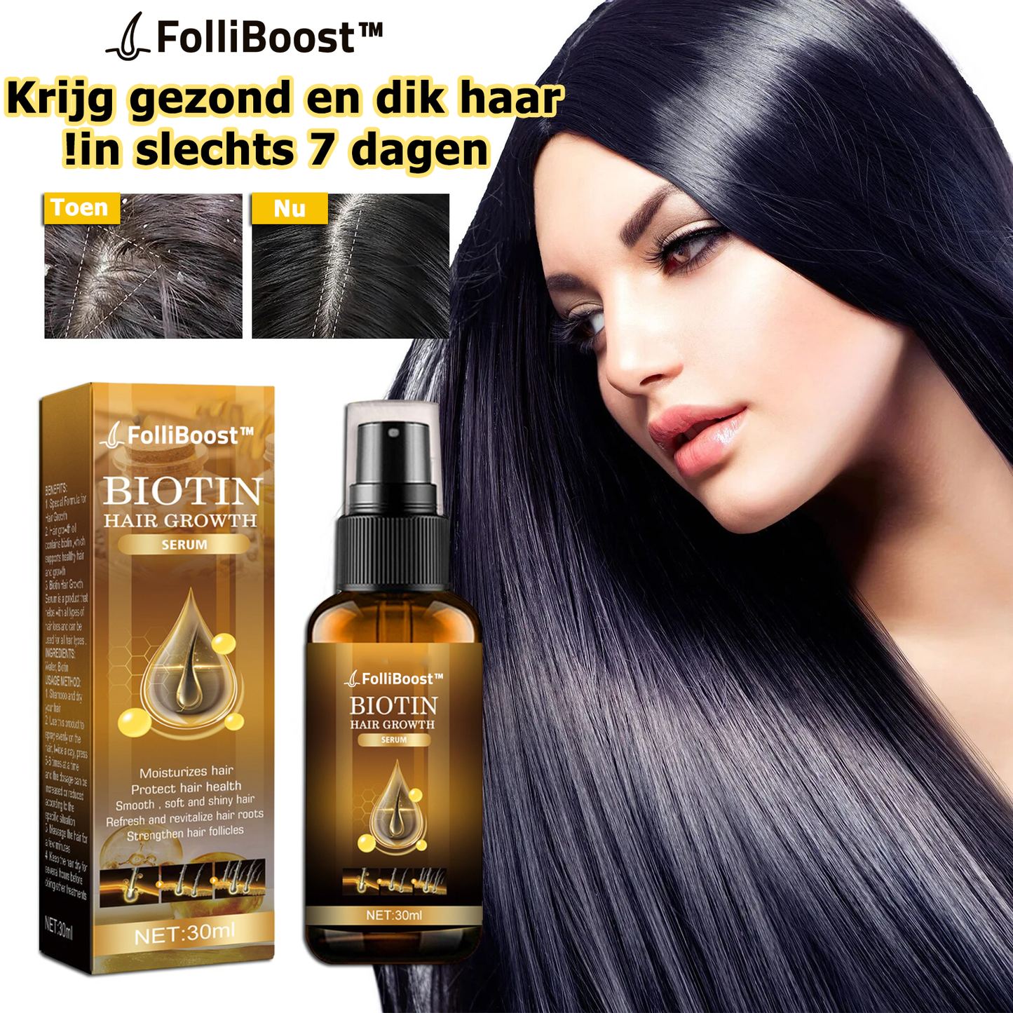 FolliBoost™ | Estratto spray per la crescita dei capelli alla biotina 