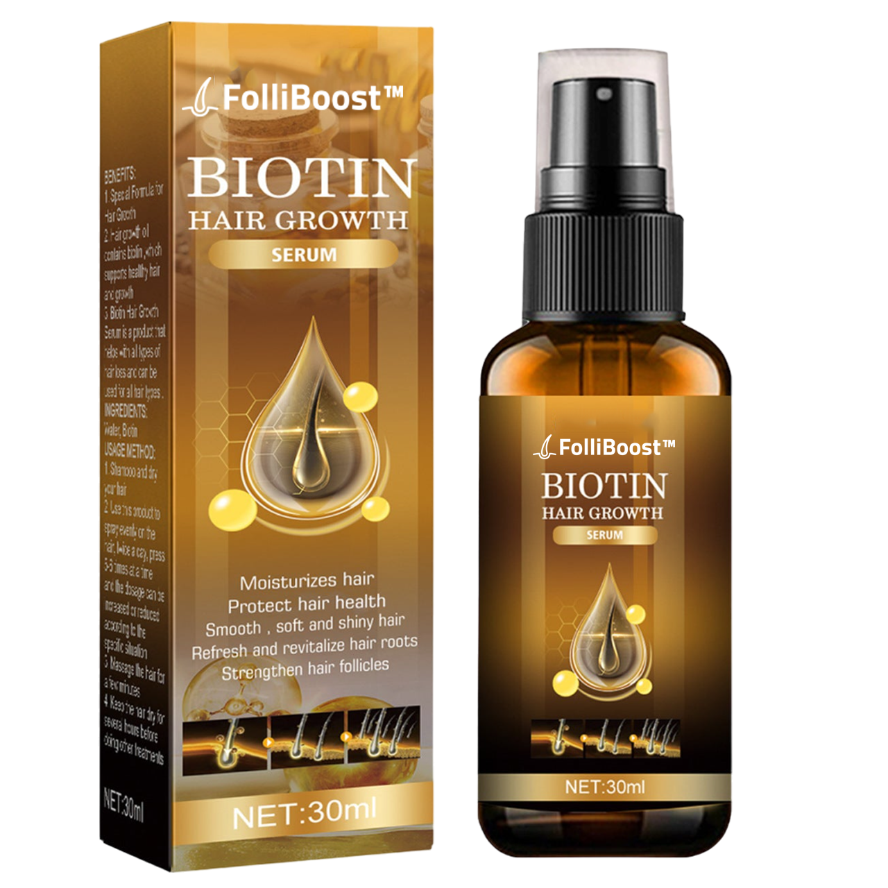 FolliBoost™ | Estratto spray per la crescita dei capelli alla biotina 