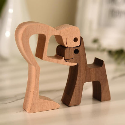 WoodBuddy™ | Houten beeld van mens en hond