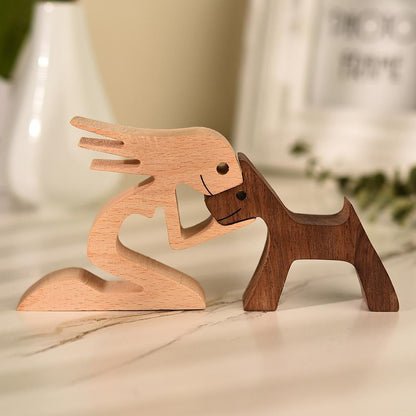 WoodBuddy™ | Houten beeld van mens en hond